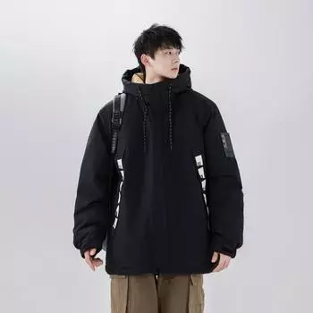 Модная новая утолщенная куртка-пуховик с капюшоном и светящимися буквами, молодежная теплая куртка из белого утиного пуха M