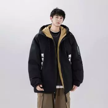 Модная новая утолщенная куртка с капюшоном и светящимися буквами, теплая куртка из утиного пуха синего и белого цвета M