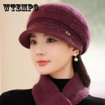 Модная новая утолщенная вязаная шапка из искусственного меха кролика для детей, теплая шерстяная шапка для мамы на осень и зиму hat only