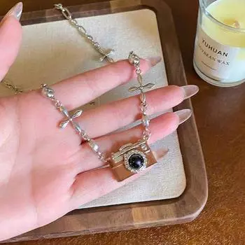 Модная новинка, классное ожерелье с подвеской в виде камеры для женщин и девочек, нишевый хип-хоп, простой персонализированный универсальный свитер, цепочка, подарки A2