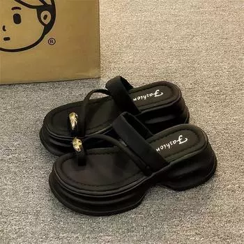 Модная обувь Advanced Sense 6 см, женские тапочки на толстой подошве, модные домашние нескользящие женские сандалии для мам, удобные летние 40-EUR-(250MM) белый