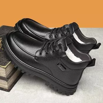 Модная обувь для мужчин 2024 года, новые зимние модные нескользящие хлопковые плюшевые туфли для мужчин, утолщенные кожаные повседневные зимние ботинки Zapatillas Hombre 6.5