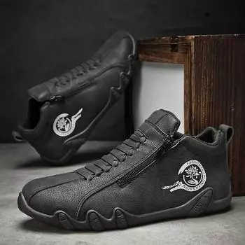 Модная обувь для мужчин 2024 года, новые дизайнерские мужские кроссовки на молнии, осенние низкие мужские повседневные туфли, легкие и удобные туфли на плоской подошве для ходьбы 39 серый