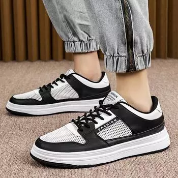 Модная обувь для мужчин, сетчатые дышащие парусиновые кроссовки, мужские летние прогулочные кроссовки 39 чёрный