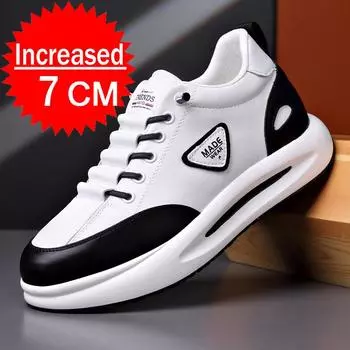 Модная обувь для мужчин, увеличивающая рост, 7 см, невидимые кроссовки для увеличения роста, белые туфли, удобная мужская обувь, теннисные туфли 37 белый