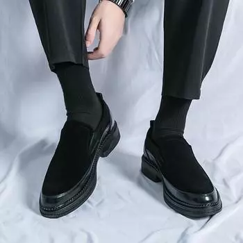 Модная обувь для отдыха из матовой мягкой кожи для джентльменов, мужская дышащая обувь без застежек для вождения, удобные мокасины 38 чёрный