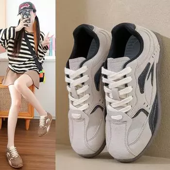 Модная обувь для женщин 2024 года, брендовые женские туфли на шнуровке, вулканизированные туфли, модная женская повседневная обувь, классические кроссовки с круглым носком 35 бежевый