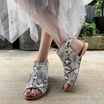 Модная обувь для женщин 2024 года, летние сандалии Sapato Feminin Comfy PU Shopping Flat Sole Sandal For Women Shoes Peep Toe Sandalias Mujer NEW 10 коричневый