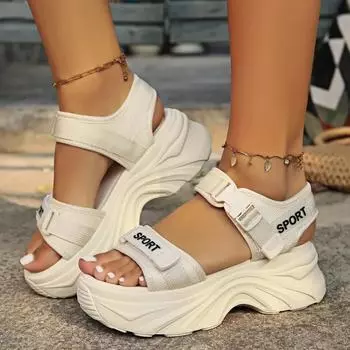 Модная обувь для женщин 2024 года, новые женские сандалии с пряжкой на ремне, модные сетчатые повседневные сандалии, женские сандалии на платформе с открытым носком 35 чёрный