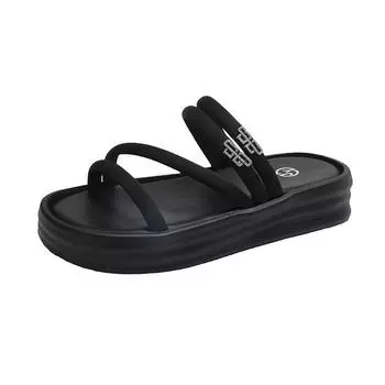 Модная обувь для женщин 2024 года, резиновые шлепанцы, женские тапочки, низкие, роскошные, на платформе, гавайские, новые, пляжные, летние, дизайнерские, римские, модные, хо 35 бежевый