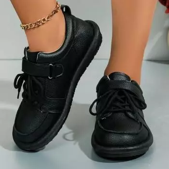 Модная обувь для женщин 2024 года, высококачественные женские туфли на плоской подошве с перекрестными шнурками, повседневные туфли на плоской подошве для женщин, однотонные туфли из искусственной кожи с круглым носком, женская обувь Zapatos 35 покинуть б