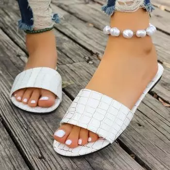 Модная обувь для женщин 2024 Лето Новые модные базовые женские тапочки Пляжные тапочки для улицы Женские туфли с квадратным носком 36 чёрный