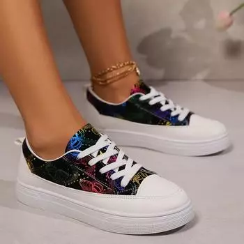 Модная обувь для женщин Кроссовки 2024 Осень Шнуровка Дышащие женские Вулканизированные туфли Уличная обувь Большой размер 42 Плоские туфли для ходьбы Женская обувь 36