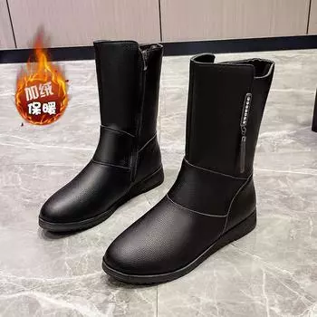 Модная обувь для женщин, новые зимние утепленные и теплые женские сапоги на платформе, простые и универсальные женские сапоги до середины голени Zapatos, размер 35-42 35 коричневый