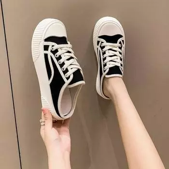 Модная обувь для женщин, уличные тапочки, высокие женские тапочки, парусиновые сандалии, мюли, новый стиль, удобные и элегантные, высокое качество, Корея 39 35