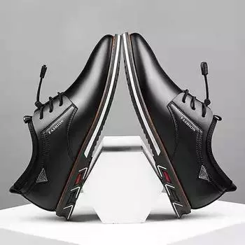 Модная обувь Кожаные туфли Британские повседневные туфли для мужчин Новые мужские туфли Кожаные туфли из коровьей кожи Мужские удобные низкие туфли 38 чёрный