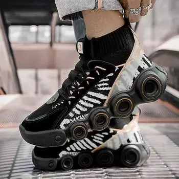 Модная обувь Неделя моды, мужские летающие сетчатые высокие повседневные носки, обувь, кроссовки 39 бежевый