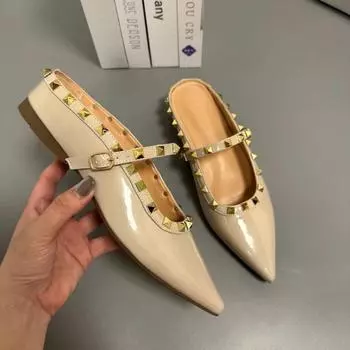 Модная обувь Rivet, новые женские тапочки, мюли, лето-весна, женские шлепанцы, тапочки с острым носком, женские сандалии, обувь 35 имбирный