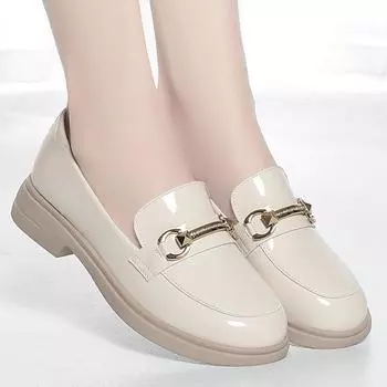 Модная обувь Весенняя и осенняя женская обувь Удобная мягкая подошва Женская обувь Маленькие женские кожаные туфли Яркие кожаные мокасины 35 чёрный