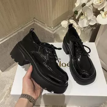 Модная обувь Женская повседневная женская обувь Кроссовки на плоской подошве Оксфорды Универсальная платформа Осенняя обувь в британском стиле с круглым носком Новые на каблуках 34