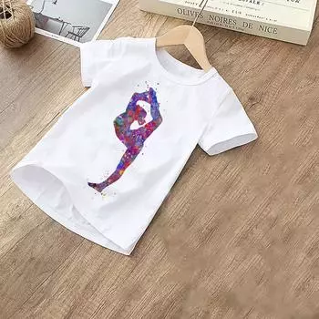 Модная одежда для девочек, футболка с принтом для танцев и балета для маленьких мальчиков, дизайн Харадзюку, детская рубашка с круглым вырезом, детская футболка, новая футболка с граффити 4T(110)