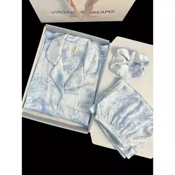 Модная одежда для сна, атласная ночная рубашка, 2 предмета, пижама, повседневный пижамный комплект с шортами, мягкая гладкая тушь, рисунок M