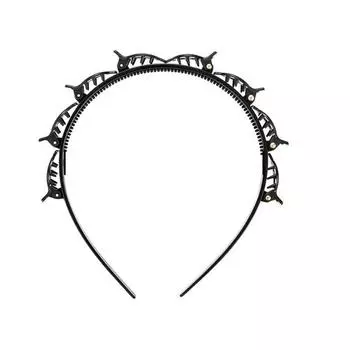 Модная одежда, двухслойная повязка на голову, инструменты для волос, двойная челка, прическа, заколка, многослойные повязки на голову One Size чёрный