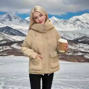 Модная одежда из хлопка, женская одежда, зимняя свободная утолщенная одежда из хлопка, пальто из хлопка M [Recommended below 60kg]