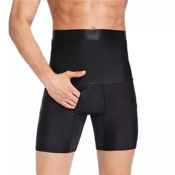 Модная одежда, мужские трусы-боксеры, фирменные утягивающие тренировочные боди с высокой талией, компрессионное облегающее нижнее белье, формирователь тела M чёрный