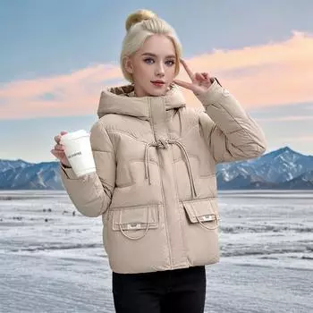Модная одежда на пуху с хлопковой подкладкой женская 2024 новая зимняя маленькая утолщенная короткая куртка куртка с хлопковой подкладкой куртка M [Recommended below 55kg] белый