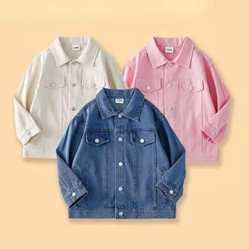 Модная одежда на весну и осень, детская синяя джинсовая многоцветная куртка для мальчиков, повседневная корейская версия большого детского топа 160 синий