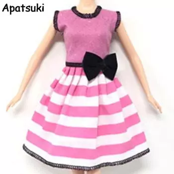 Модная одежда Повседневная одежда для кукол Барби 1/6 Розовая принцесса Черный бант Короткие платья для кукольного домика Барби Одежда для кукол розовый