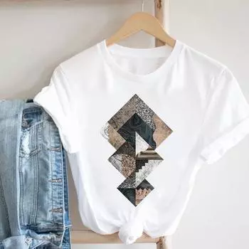 Модная одежда, женская футболка с принтом, футболка с круглым вырезом, милая тонкая футболка, повседневная футболка с мультяшным принтом, женская женская одежда, футболка с коротким рукавом и графикой S белый