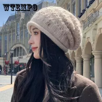 Модная однотонная эластичная термо-ветрозащитная мешковатая шапка-бини, повседневная универсальная теплая мягкая удобная вязаная шапка для осени и зимы с черепом для катания на лыжах One Size