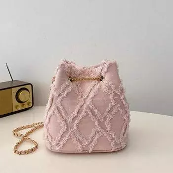 Модная однотонная клетчатая винтажная джинсовая сумка кроссбоди с затягивающимся шнурком, подходит для женских повседневных путешествий-лл