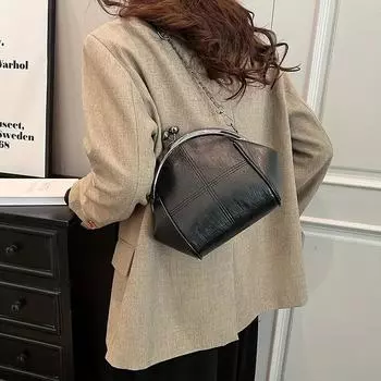 Модная однотонная мини-сумка на плечо с классической текстурой и замком-поцелуем, женская сумка-кошелек для покупок, сумка-джокер, женская большая сумка коричневый