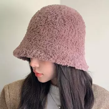 Модная однотонная плюшевая шляпа-ведро, простая простая шляпа рыбака, утолщенные теплые шляпы для женщин One size хаки