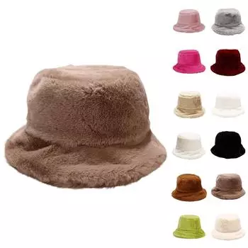 Модная однотонная рыбацкая шляпа, осенне-зимняя теплая плюшевая шляпа для бассейна на открытом воздухе One Size зелёный