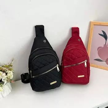 Модная однотонная стеганая женская нагрудная сумка, сумка на плечо с несколькими карманами на молнии, женская повседневная сумка через плечо для прогулок