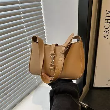 Модная однотонная сумка через плечо женская сумка 2024 года, новый нишевый дизайн, текстура, иностранный стиль, знаменитость в Интернете, портативная женская сумка через плечо чёрный