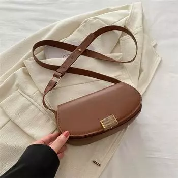Модная однотонная текстура маленькая сумка женская весенняя универсальная сумка-мессенджер темпераментная сумка-седло коричневый