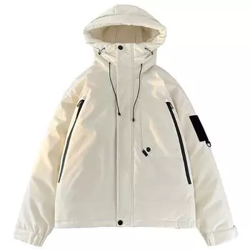 Модная однотонная универсальная куртка-пуховик белого цвета с капюшоном для мужчин и женщин, подростковая теплая повседневная куртка M