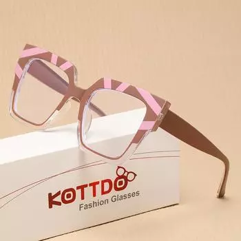 Модная оправа для очков «кошачий глаз» с большой оправой и плоскими линзами чёрный