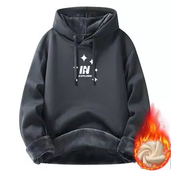 Модная осенне-зимняя мужская толстовка с капюшоном, утепленная толстовка, мужская новая хлопковая кофта, утолщенная свободная куртка M: recommended 80-55kg