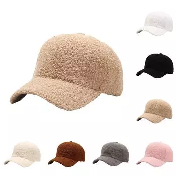Модная осенне-зимняя однотонная бейсболка из овечьей шерсти, теплая ретро кепка для отдыха One Size бежевый