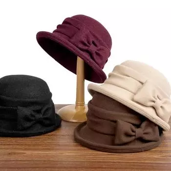 Модная осенне-зимняя шапка для женщин в корейском стиле, хлопковая рыболовная шапка с бантом для мам, повседневная универсальная кепка для путешествий One Size чёрный