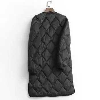 Модная осенне-зимняя женская одежда легкое пуховое повседневное пальто с пальто легкое среднее и длинное пуховик среднее и длинное S хаки