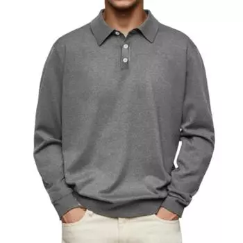 Модная осенняя мужская повседневная рубашка с длинным рукавом и V-образной пряжкой, рубашка-поло XXXXL чёрный