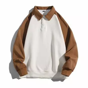 Модная осенняя новинка, рубашка поло с длинными рукавами, верхняя куртка, однотонный универсальный свитшот с отворотом снизу, трендовый M