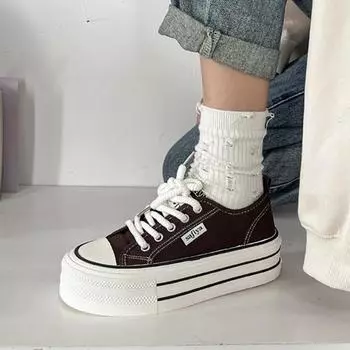 Модная осенняя обувь с круглым носком женская обувь женские сабо на платформе повседневные кроссовки универсальные с коротким носком черное платье Zapatos De Mujer 36 чёрный